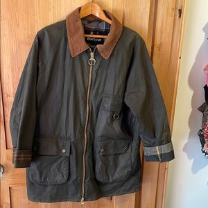 Barbour Green Jacket with Brown Collar